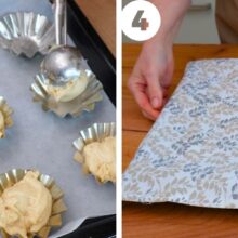 forme de savarine umplute pe ¾ cu aluat dospit