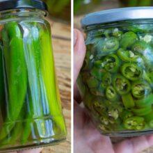 comparație ardei iuți întregi și ardei iuți tăiați rondele, conservați în oțet pentru iarna