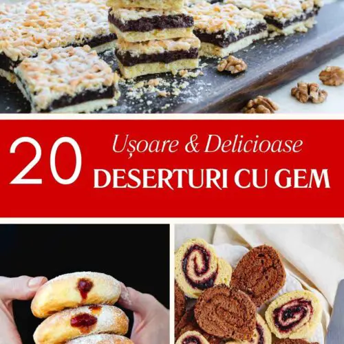Colectie de retete de deserturi cu gem: prajituri, cornulete, cozonac, tarte