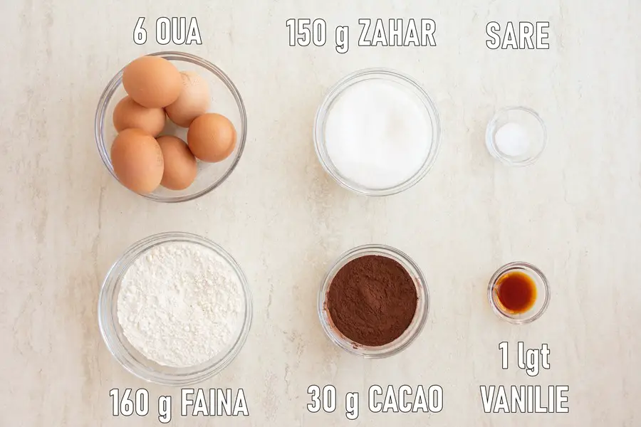 Ingrediente blat genoise cu cacao