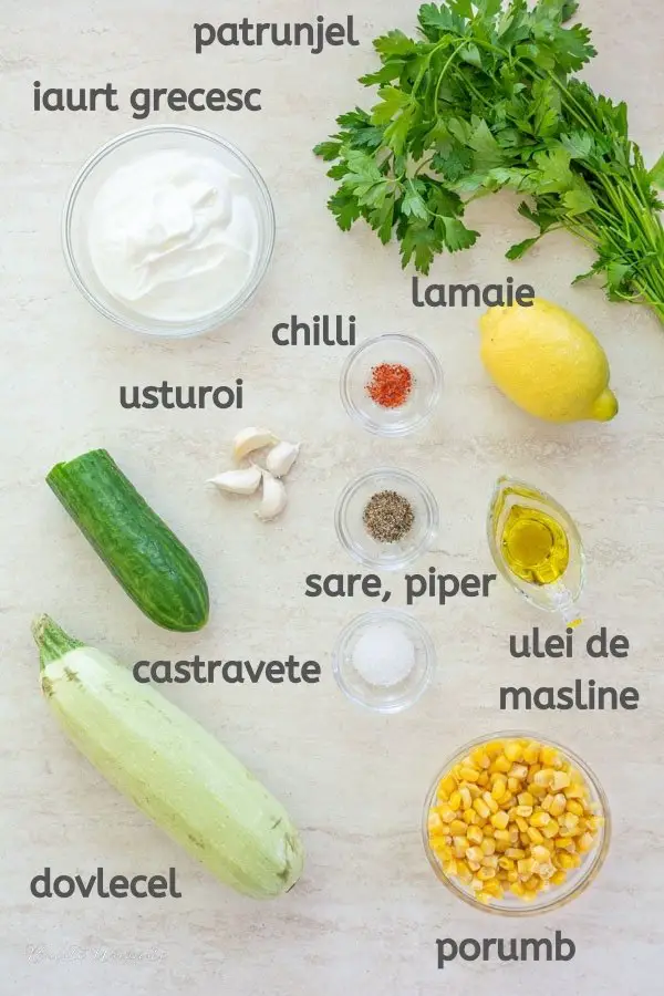 ingrediente reteta salata de dovlecei cu usturoi