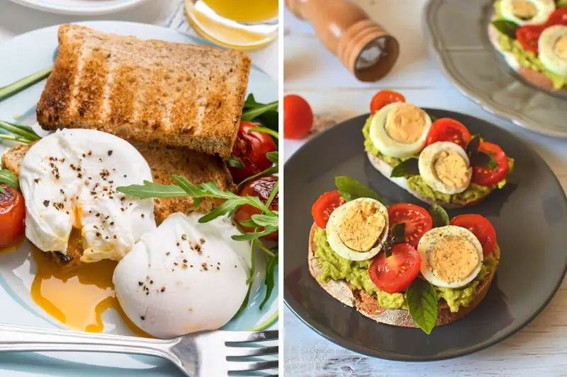 exemple de mic dejun cu ouă poșate și ouă fierte