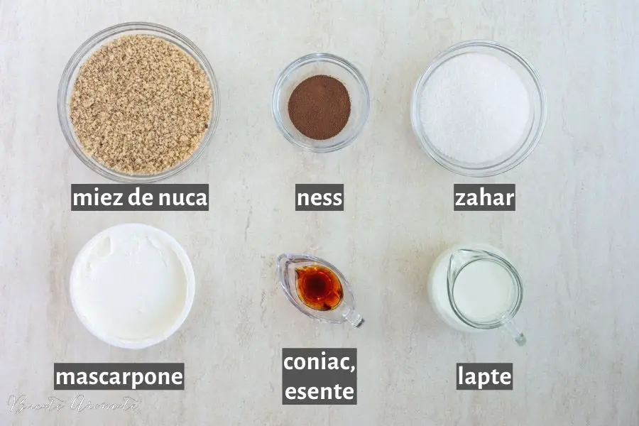 ingrediente listate pentru preparare crema de tort