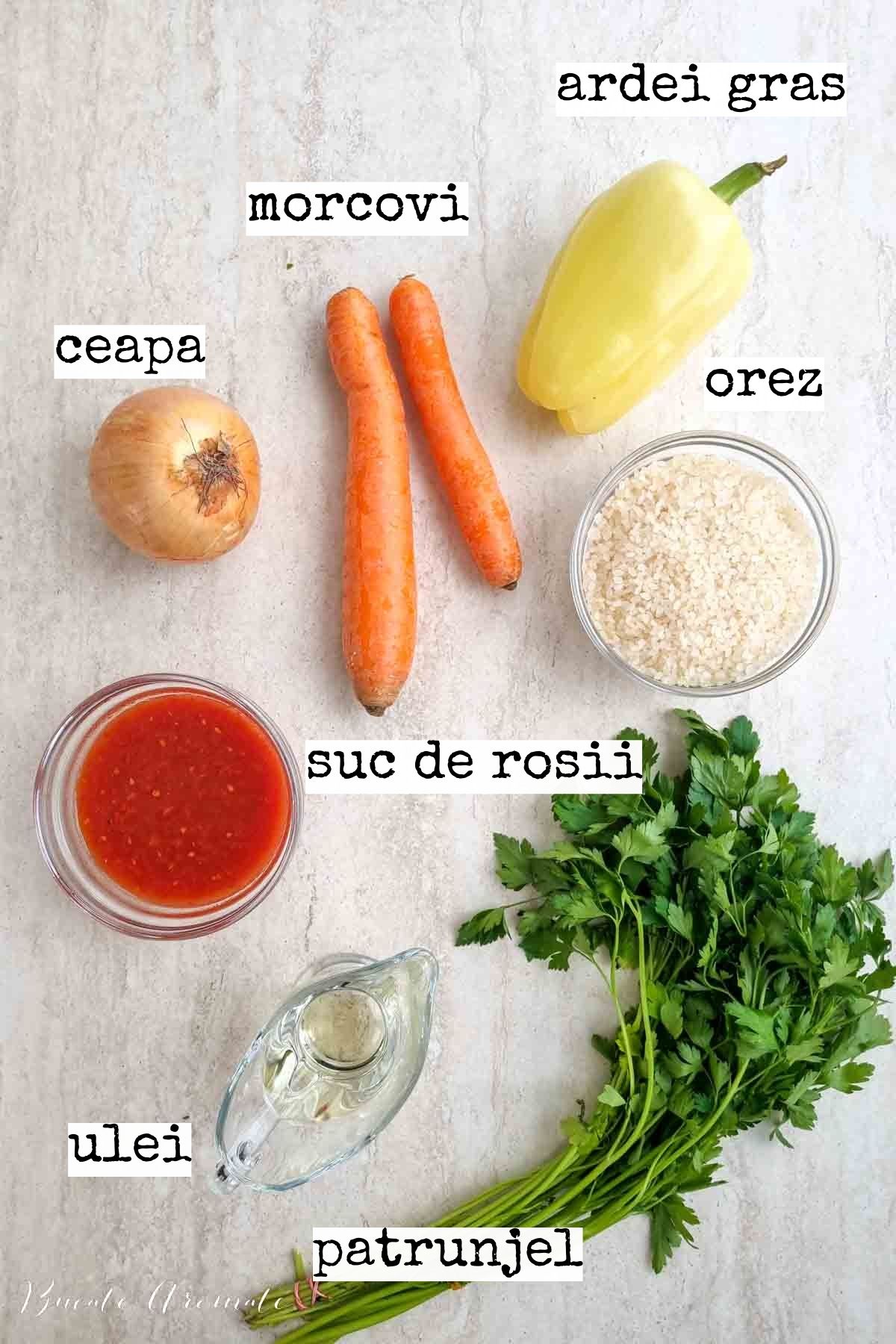 ingrediente cu etichete reteta orez pilaf sarbesc