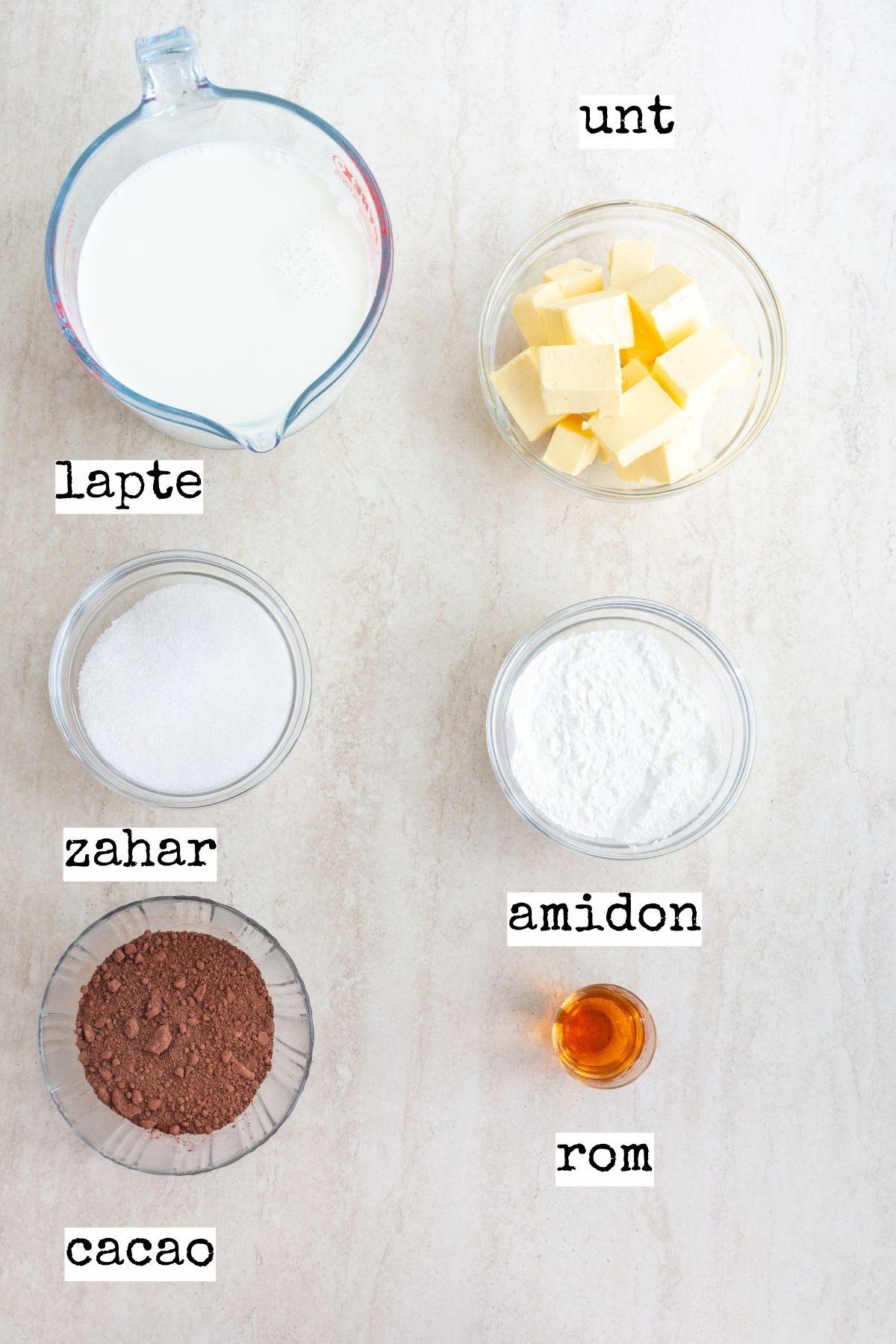 ingrediente crema de cacao cu unt pentru prajituri
