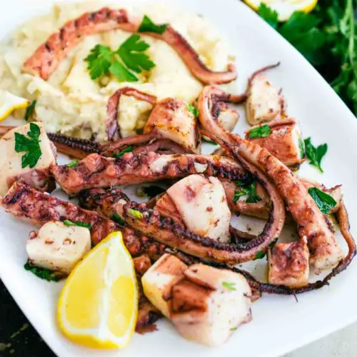 tentacule de calamar cu unt si usturoi