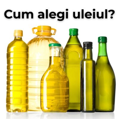 Recipiente cu diferite tipuri de ulei, fiecare potrivit pentru preparate diferite